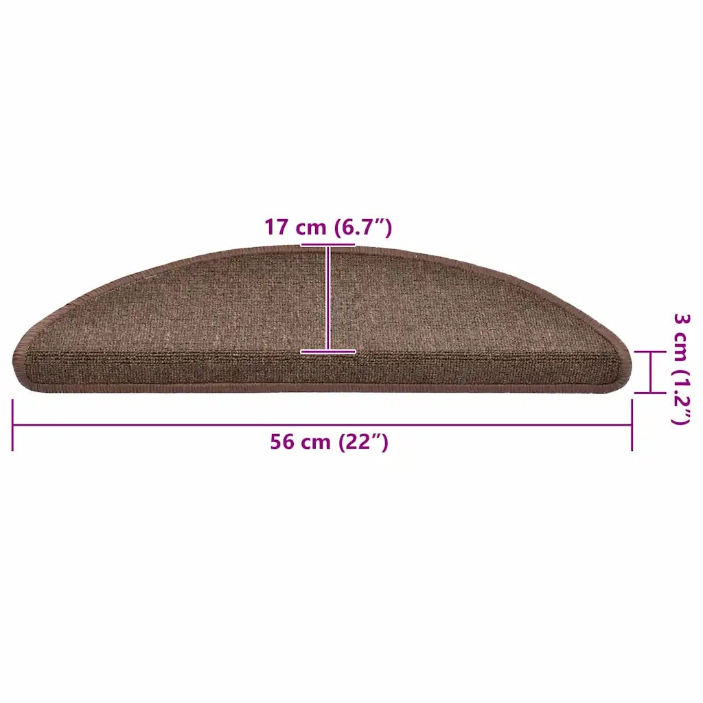 Tappetini per scale 30 pz 56x17x3 cm Marrone caffè Semicircolari