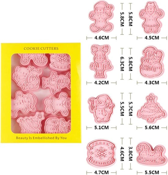 8 forme per biscotti natalizi, forme per biscotti natalizi per bambini, set di forme per biscotti natalizi per bambini 

Modello: (C)