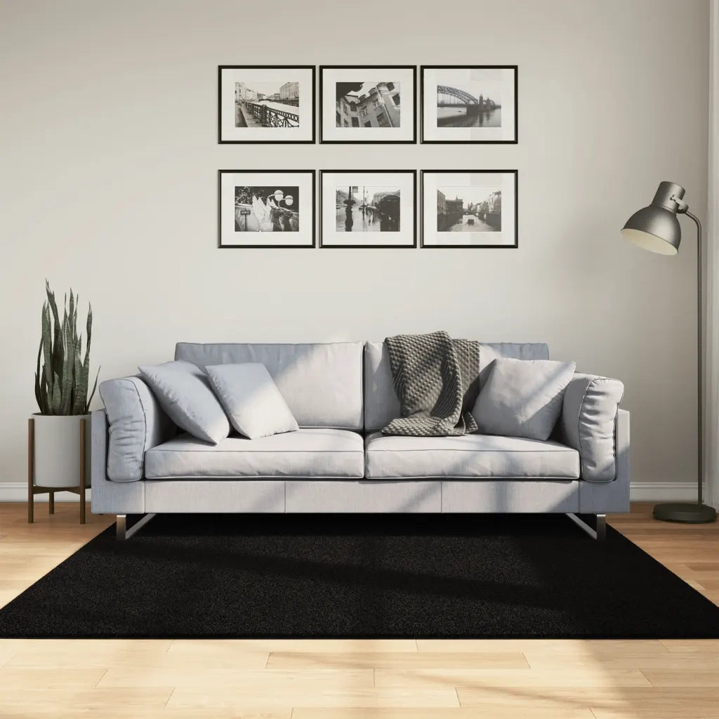 Tappeto a Pelo Corto HUARTE Morbido e Lavabile Nero 160x160cmcod mxl 133949