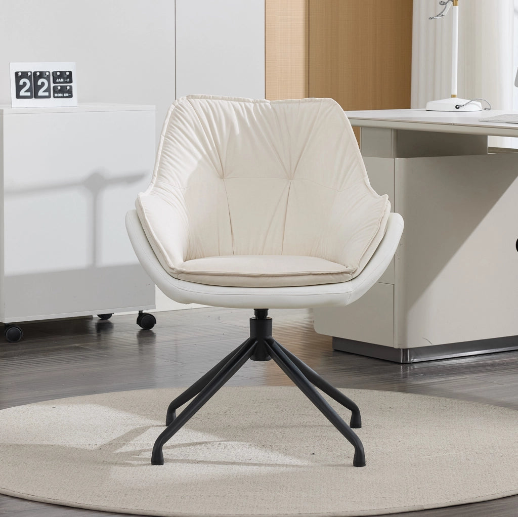 Sedia da ufficio in similpelle con braccioli, seduta ergonomica ampia e base girevole 360°