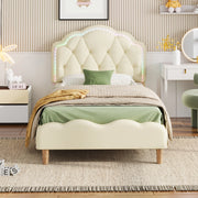 letto imbottito pu beige 90x200 cm