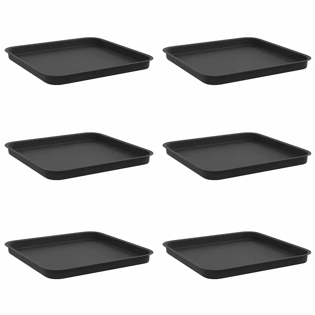 Vassoio Quadrato per Fiori 6 pcs Nero 32 x 32 x 2,5 cm Plastica 42020365