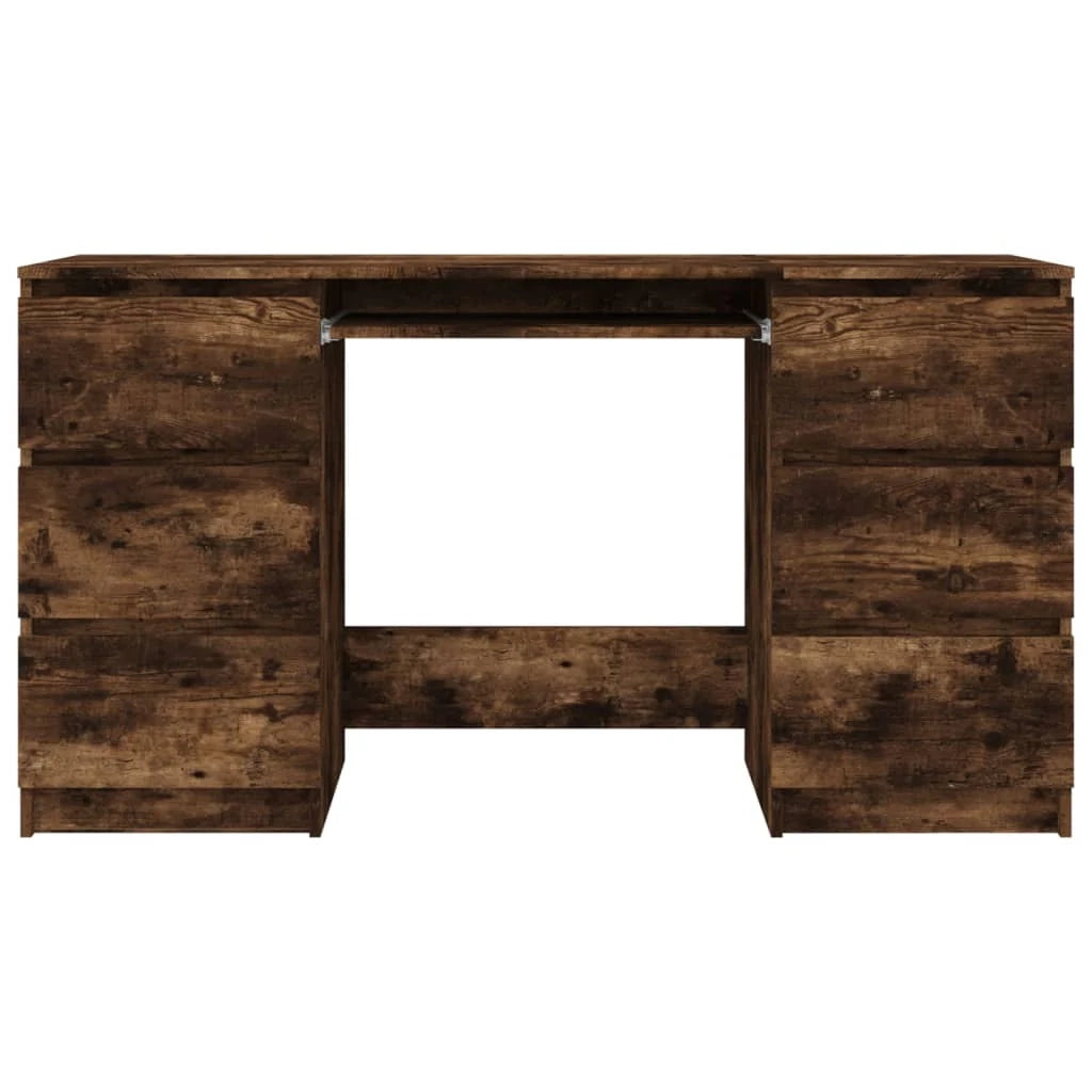 Scrivania da ufficio postazione di lavoro mobile per computer studio rovere affumicato 140 x 50 x 77 cm legno ingegnerizzato marrone 02_0023586