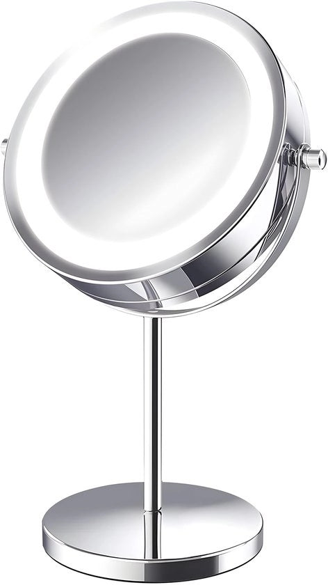 Specchio da trucco rotante con illuminazione LED per uso domestico e da viaggio