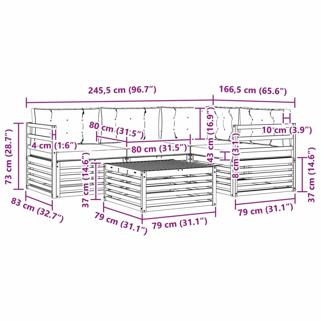 Set di divani da esterno 5 pz 3390425