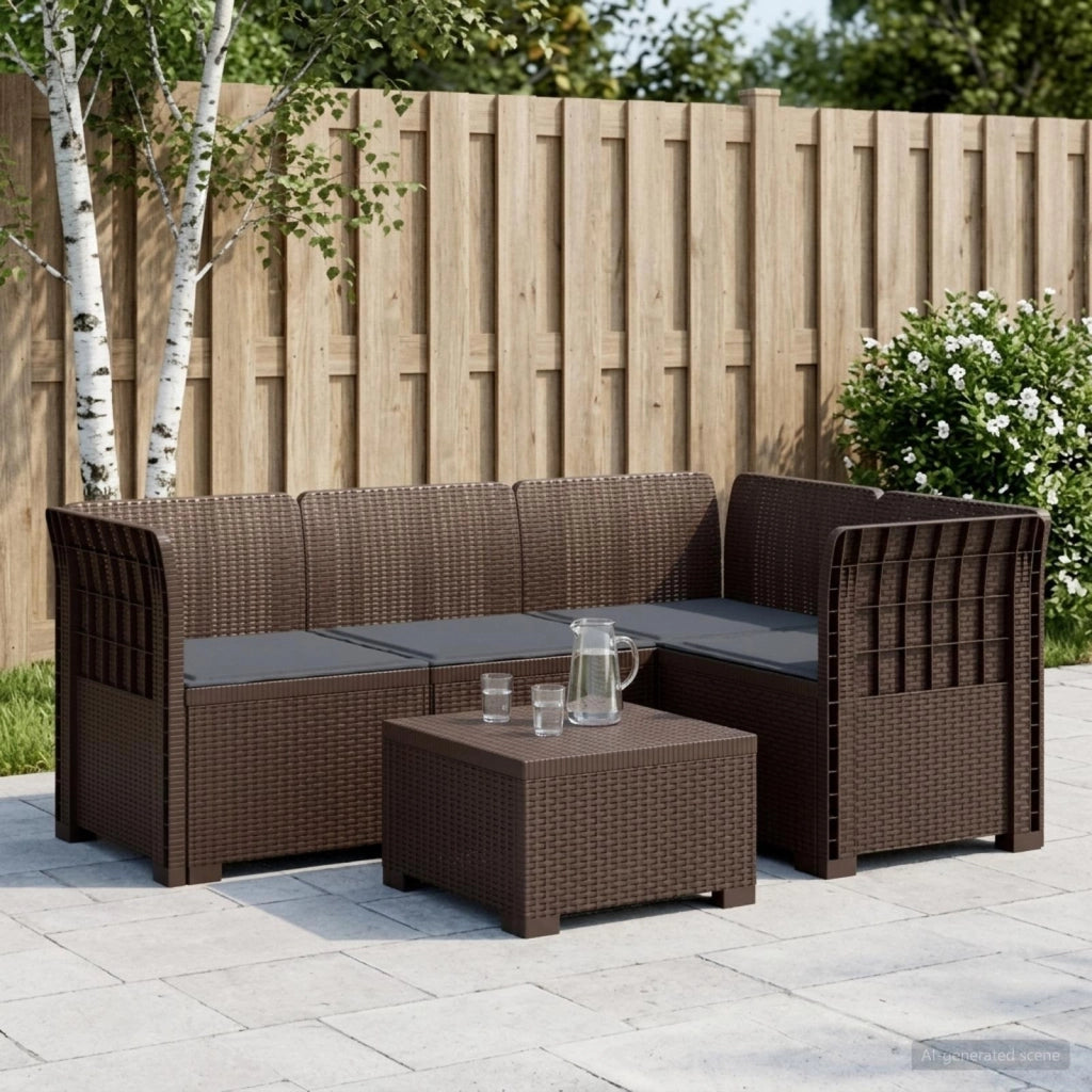 Divano da Giardino 4 Posti con Cuscini Aspetto Rattan PP 3443969