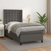 Giroletto a Molle con Materasso-Struttura Letto con Materasso Grgio 80x200 cm in Similpelle 869615