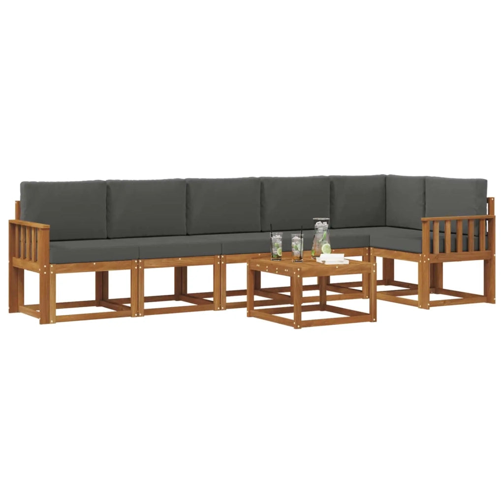 Set di divani da esterno con cuscino 7 pcs Naturale e Antracite
