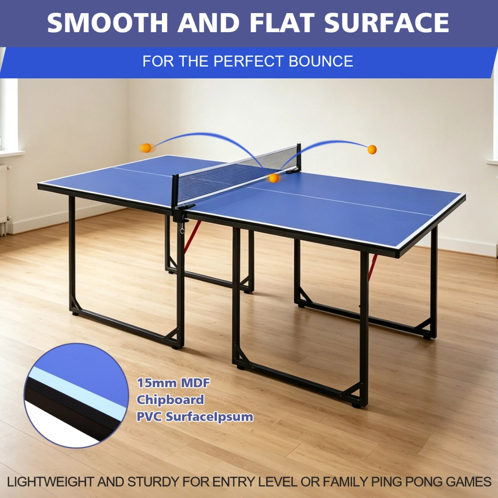 Tavolo da ping pong pieghevole portatile con rete, racchette e palline