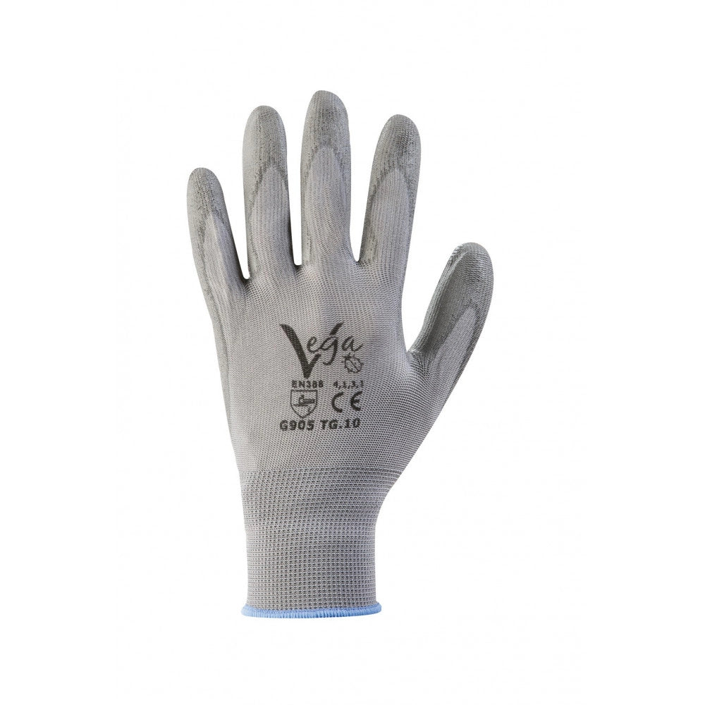 Guanti da lavoro g/905 supporto nylon grigio e poliuretano, taglie disponibili  6