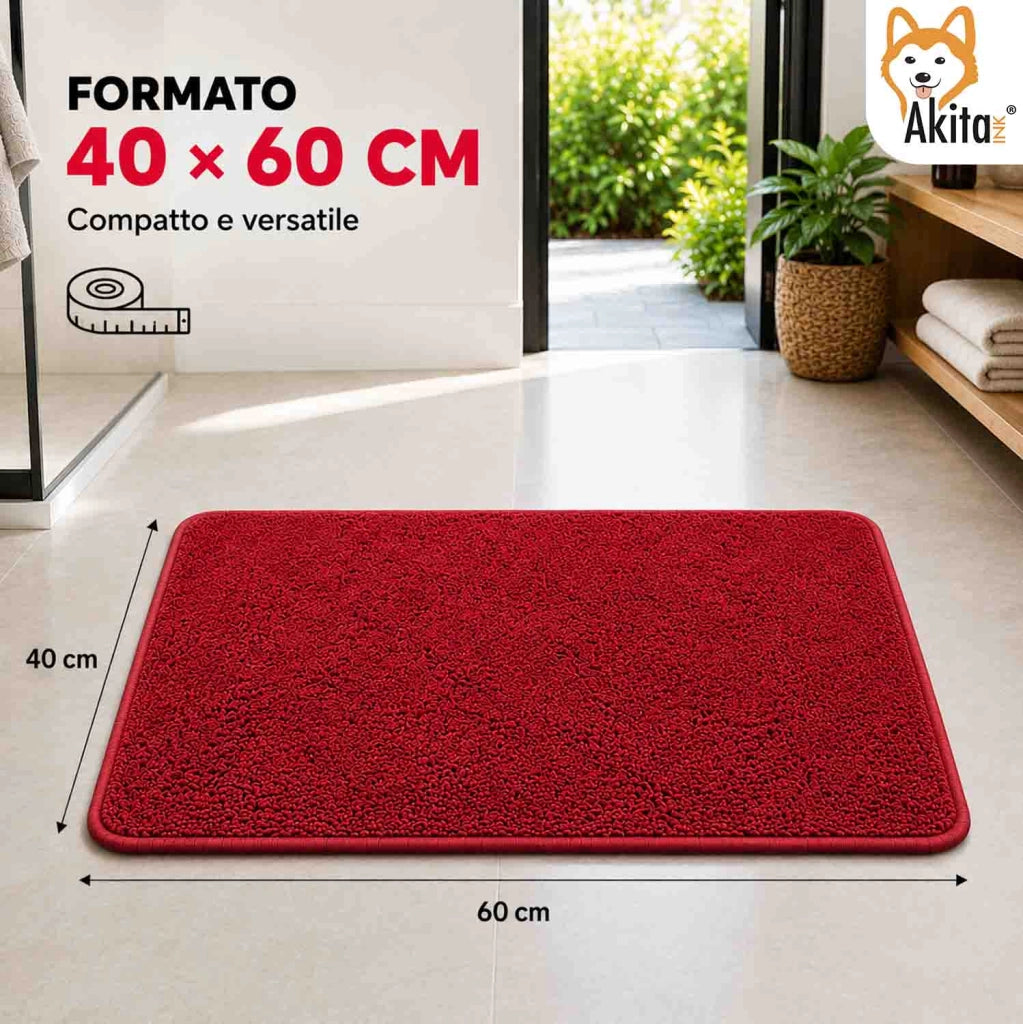 Akitaink Tappeto Multiuso in Microfibra 40x60 cm Rosso