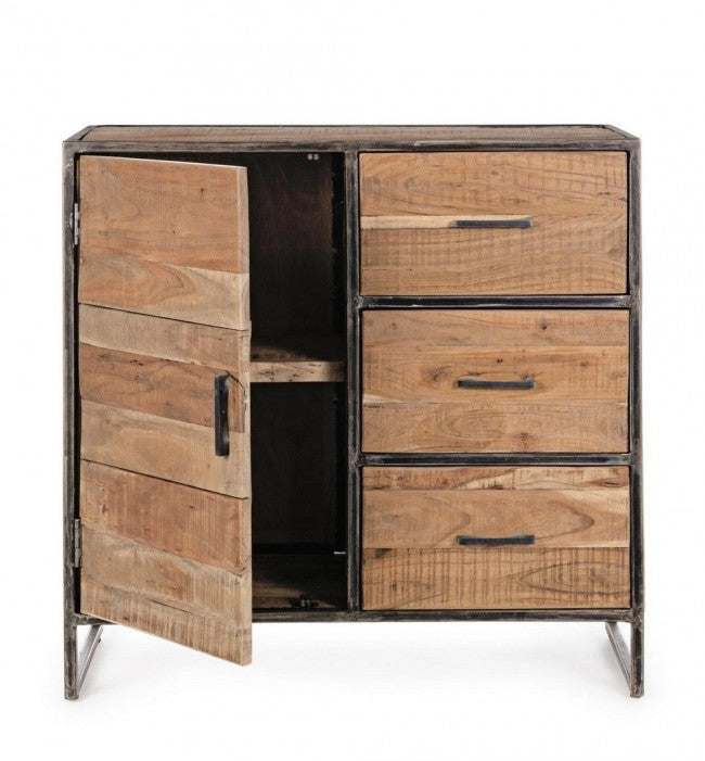 Credenza 1 Anta 90x40x90h cm 3 Cassetti Elmer
