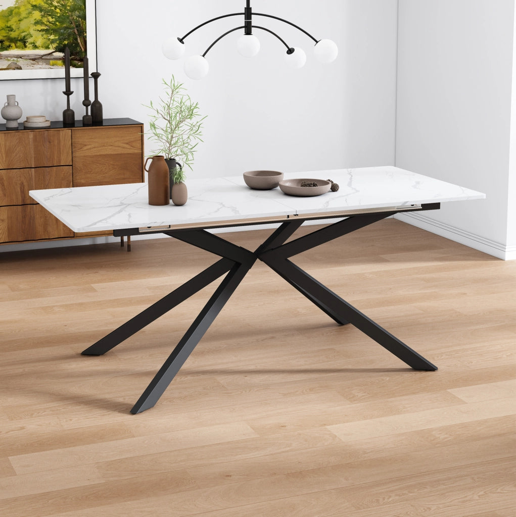 Tavolo da pranzo estensibile in MDF nero e bianco