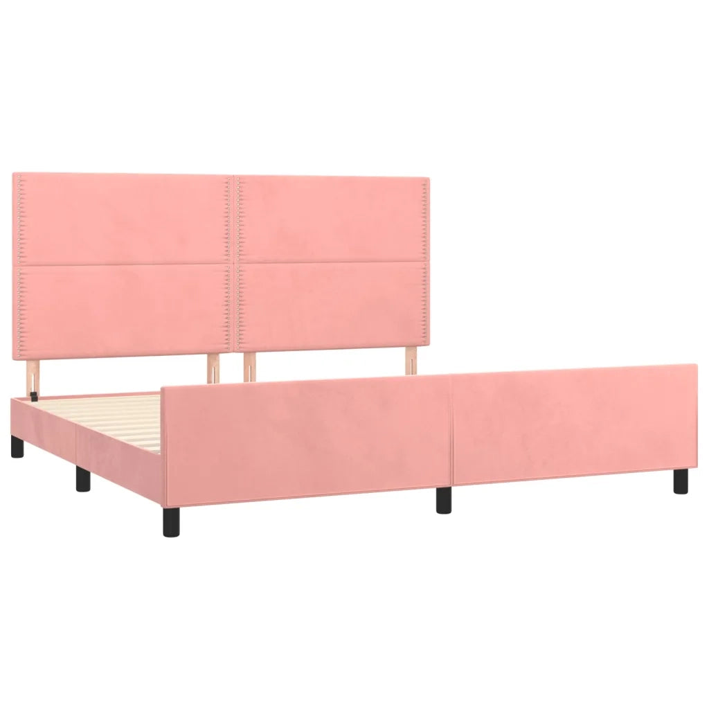 Giroletto con Testiera Rosa 200x200 cm in Velluto 3125719