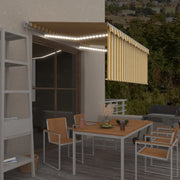 Tenda da Sole Retrattile Parasole LED 3,5x2,5m Gialla e Bianca 3069283