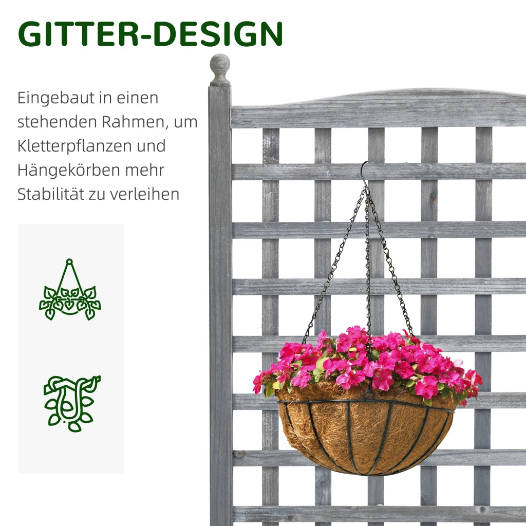 Fioriera rialzata con griglia rampicante ¨C Xylo ¨C Legno grigio 64x28x120 cm