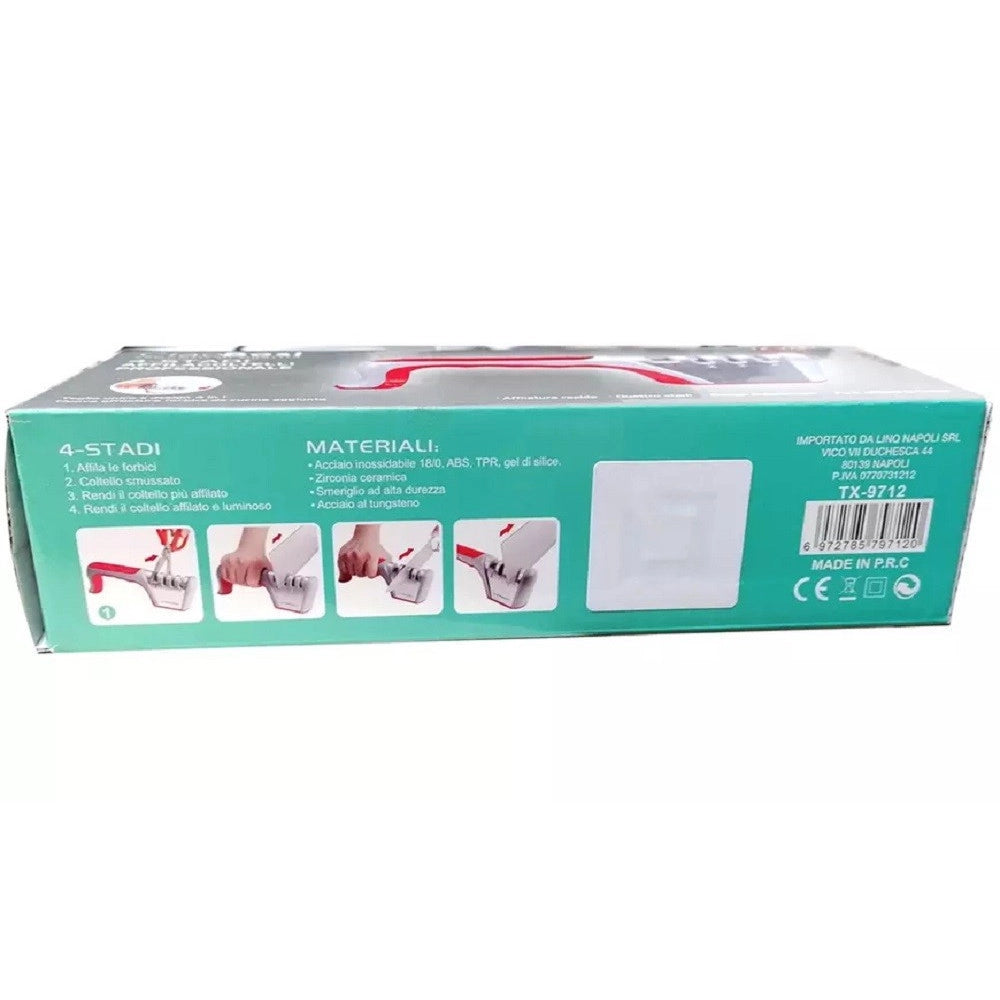 Trade Shop - Affila Coltelli Manuale Affilatore Professionale 4 In 1 Affilacoltelli Tx-9712 -