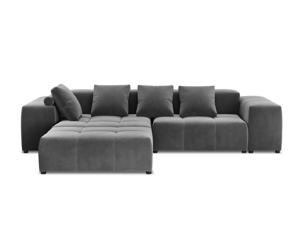 Cosmopolitan Design - Divano angolare modulare reversibile "Rome" 5 posti in velluto grigio 