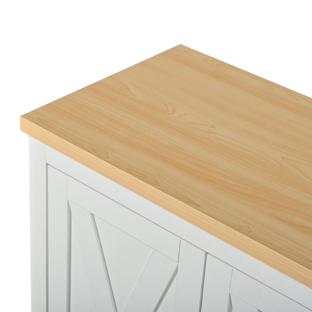 Credenza 140x40x78 cm con 4 ante e ripiani regolabili in MDF bianca