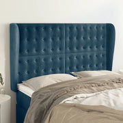 Testiera ad Orecchio-Testata con Orecchie Blu Scuro 147x23x118/128cm in Velluto 439518