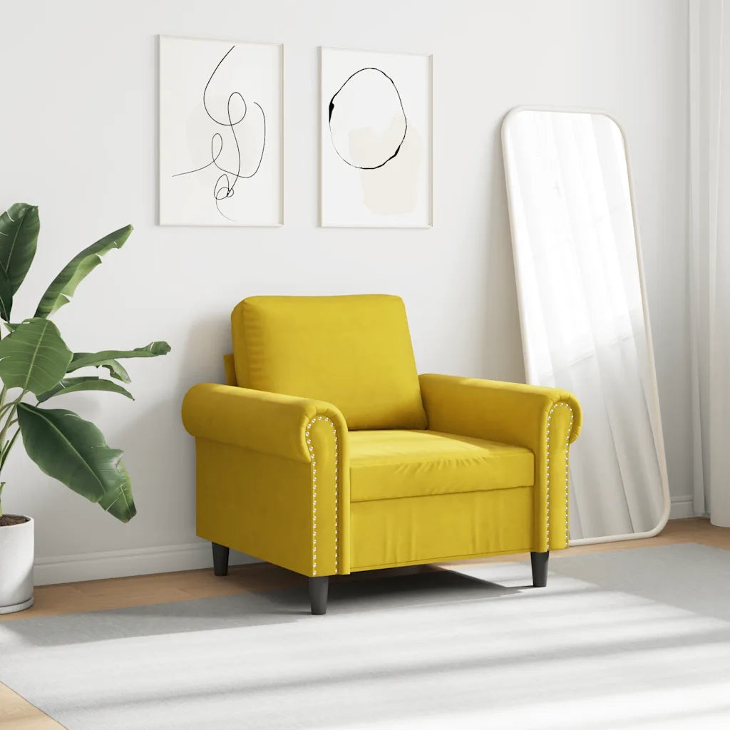 Poltrona-Divano Sedia Giallo 60 cm Velluto 343819