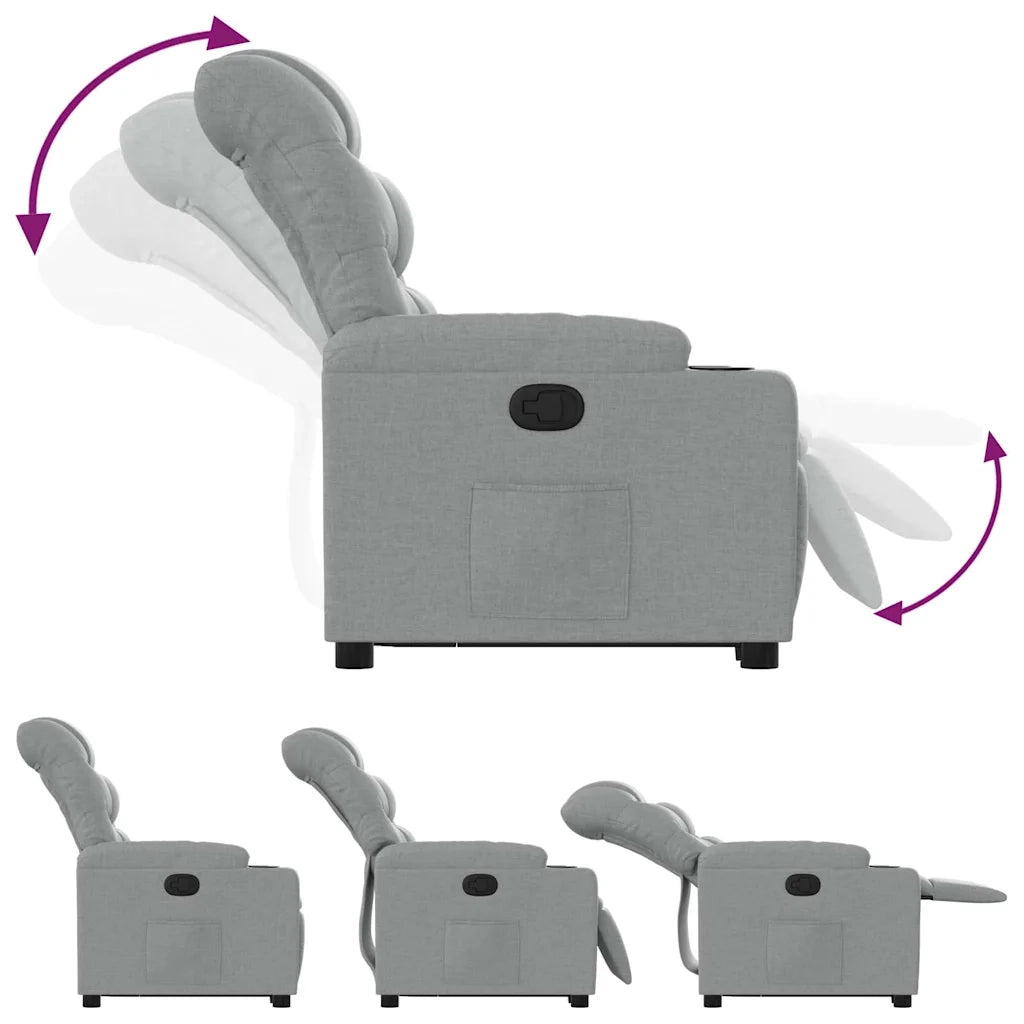 Poltrona Alzapersona Reclinabile Grigio Chiaro in Tessuto 3206645