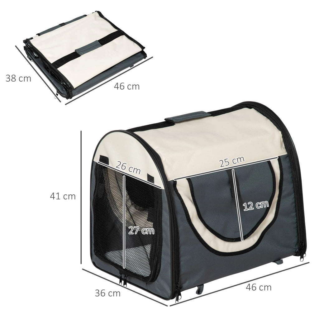 Trasportino Pieghevole per Animali Domestici ¨C zephmum ¨C Grigio scuro 46x36x41cm