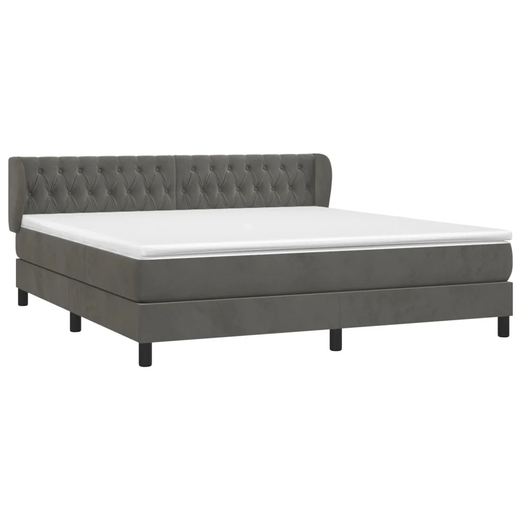 Giroletto a Molle con Materasso Grigio Scuro 160x200 cm Velluto cod mxl 37959