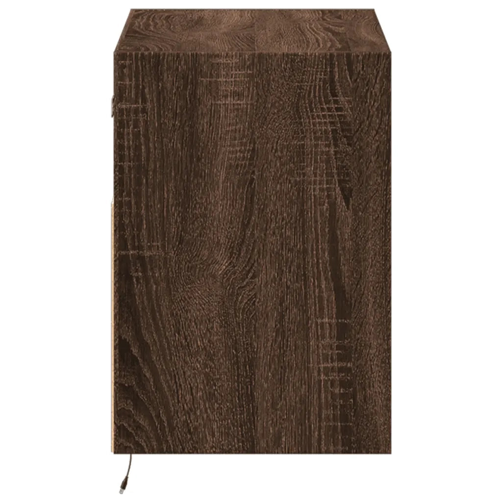 Mobile TV a Parete con Luci LED-Mobile TV a Muro Rovere Marrone 80x31x45 cm 939464
