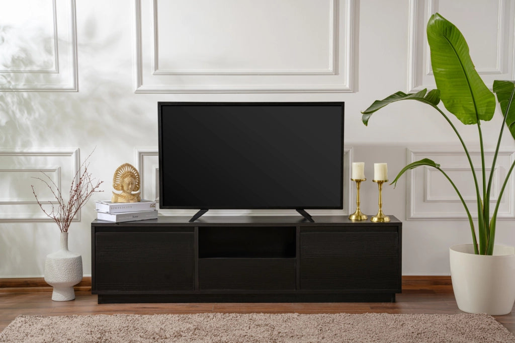 Porta TV in legno "Vanguard" 160 x 30 x 42 cm - Legno nero