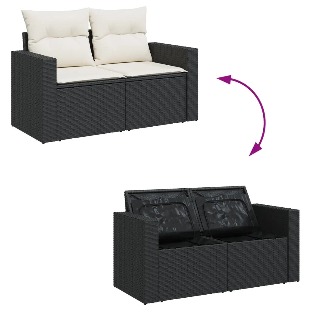 Set Divani da Giardino 12 pz con Cuscini Nero in Polyrattan 3256749
