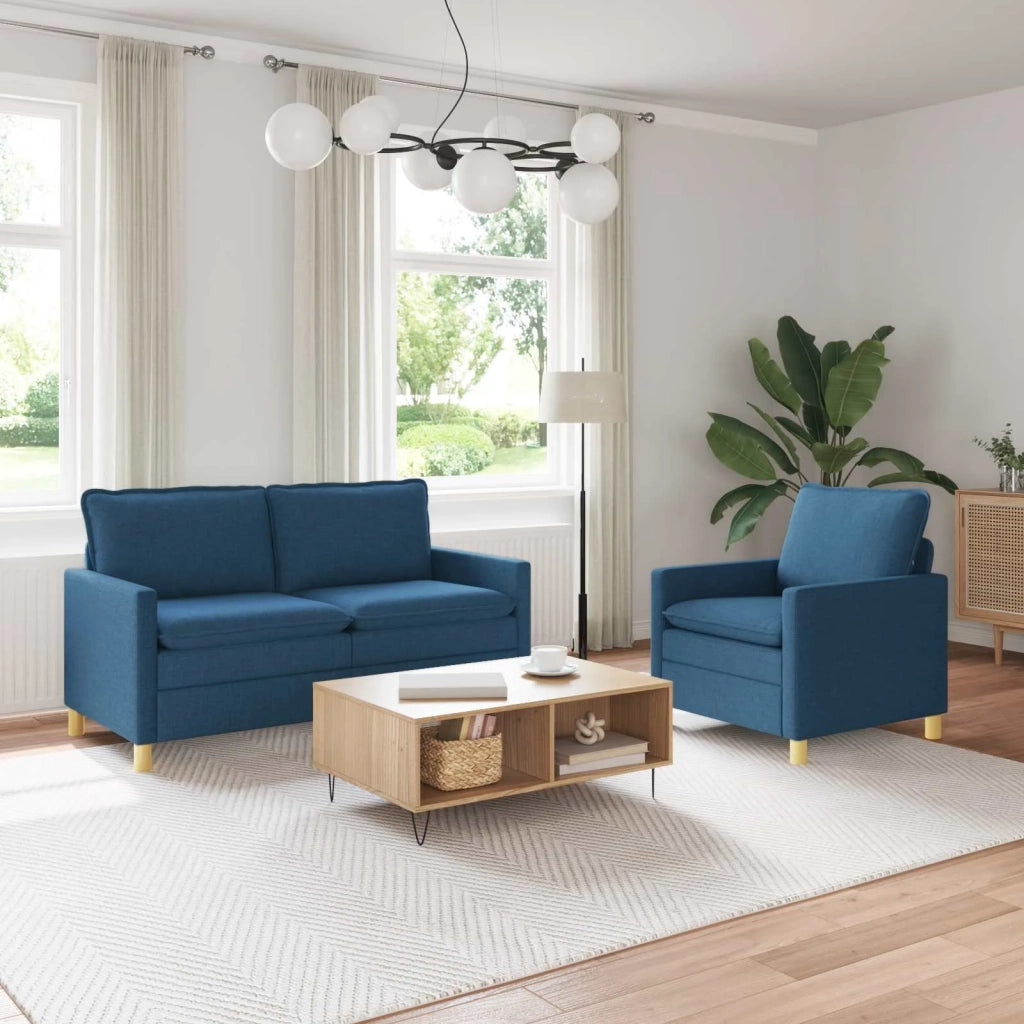 Set di divani 2 pz Blu Tessuto 3417066
