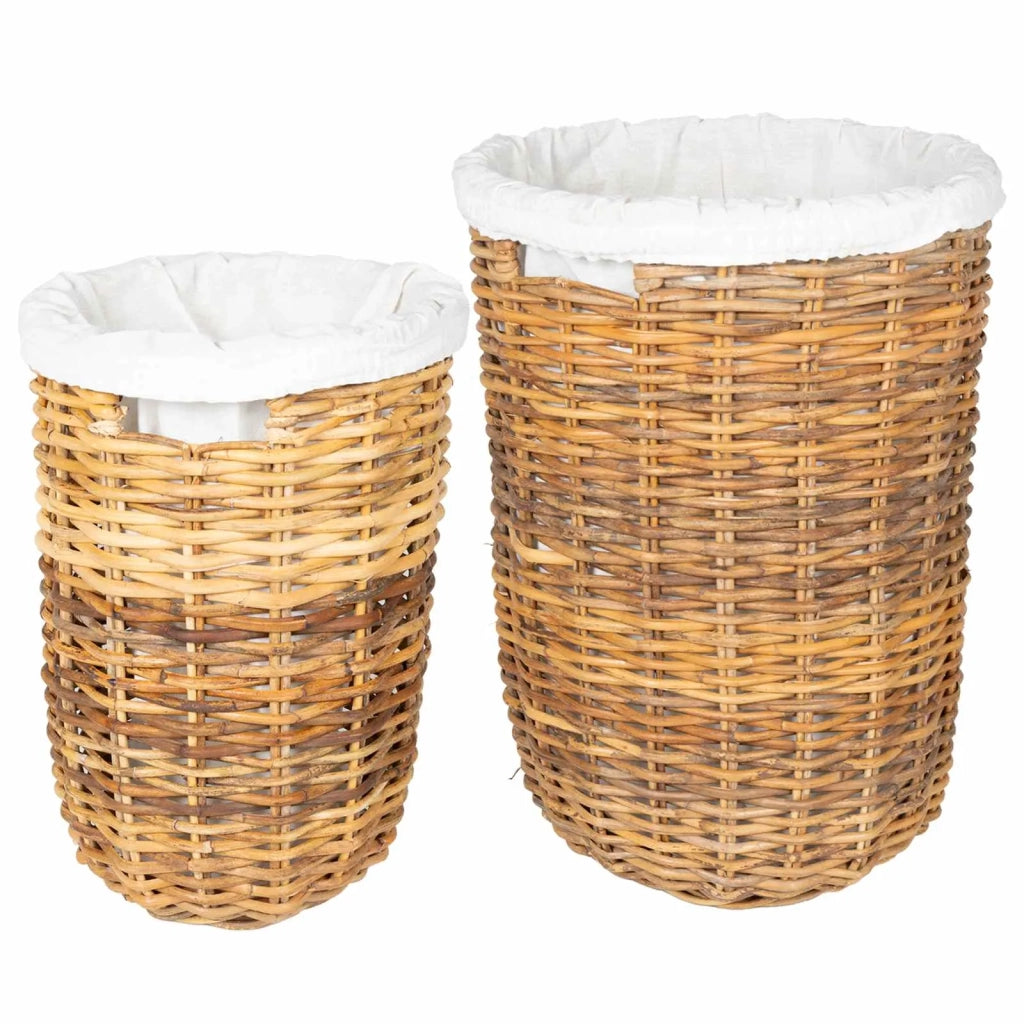 Cesto per Lavanderia 2 pz Marrone Rattan Kubu CFW9645021