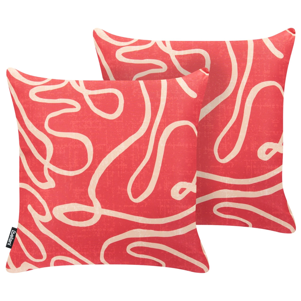 Set di 3 cuscini decorativi da esterno Motivo astratto rossa stile moderno