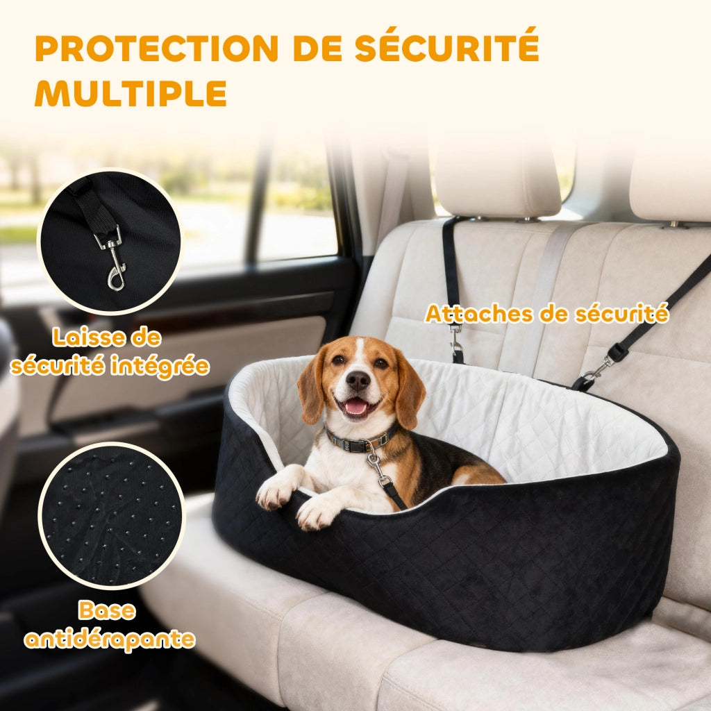 Seggiolino auto per cani con cintura di sicurezza ¨C Xylo ¨C imbottito 77x43x28 cm nero