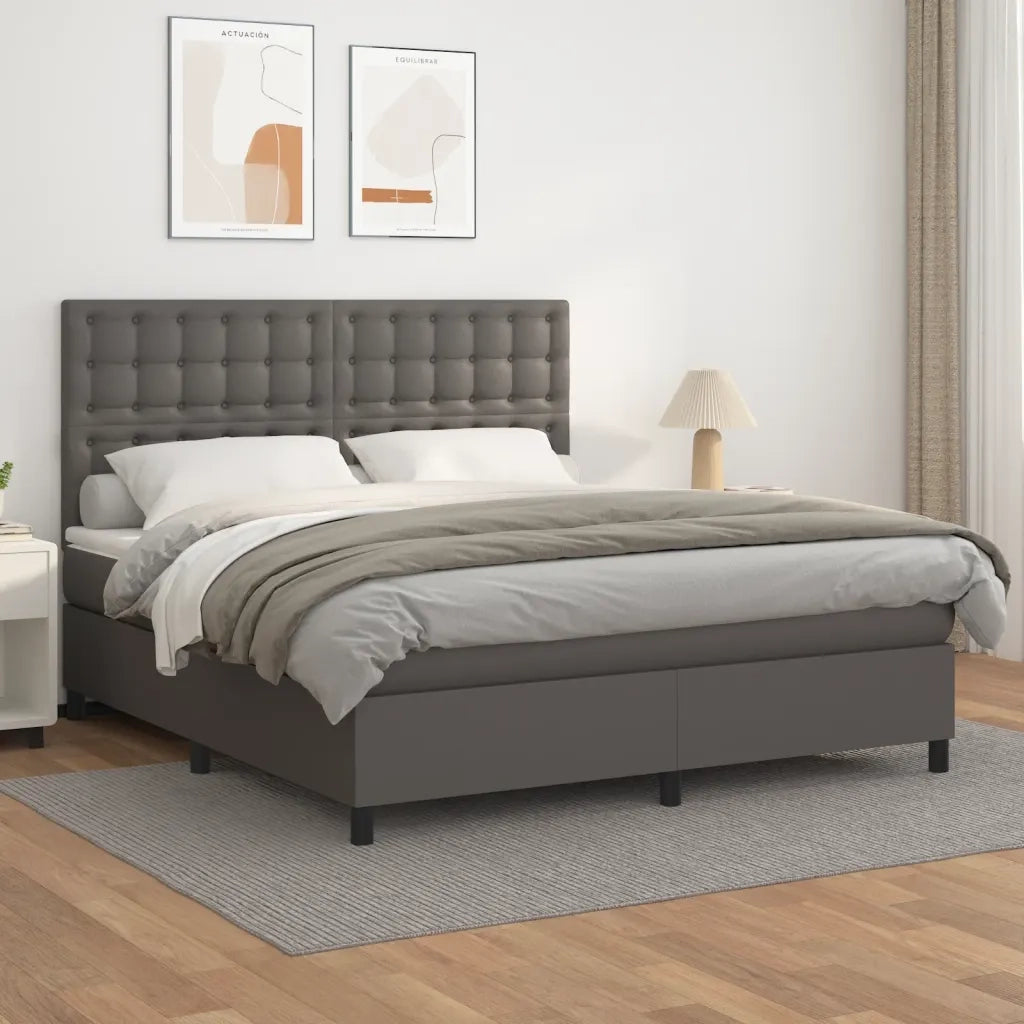 Giroletto a Molle con Materasso Grgio 180x200 cm in Similpellecod mxl 99779