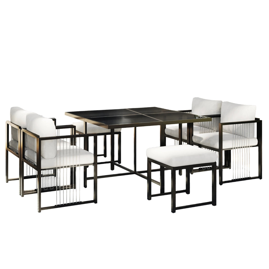 Set Tavolo e Sedie da Giardino 7 Pezzi per 6 Persone ¨C MINIMAL ¨C Vetro Temperato
