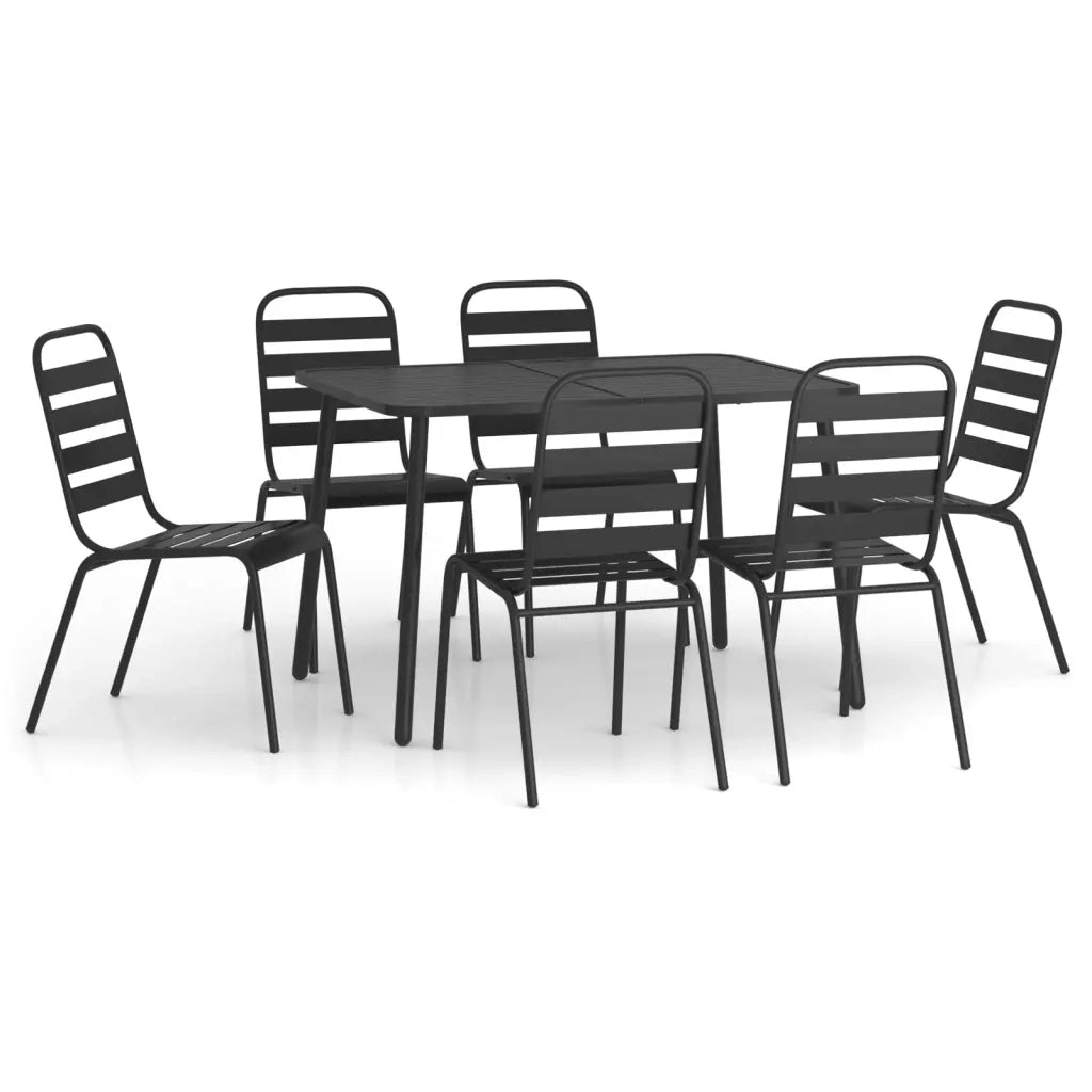 Set da Pranzo da Giardino 7 pz in Acciaio Antracite