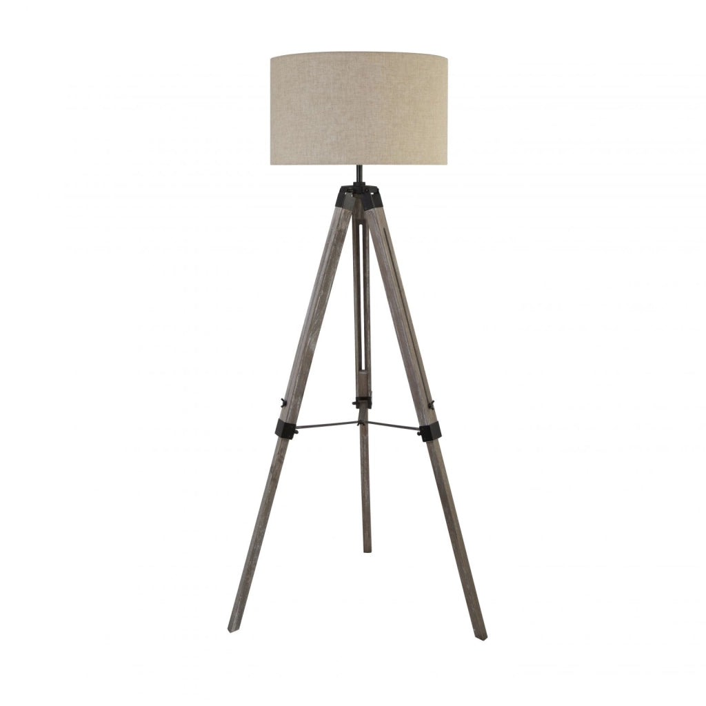 Lampada da terra Easel - Legno chiaro e paralume in lino Ceeam