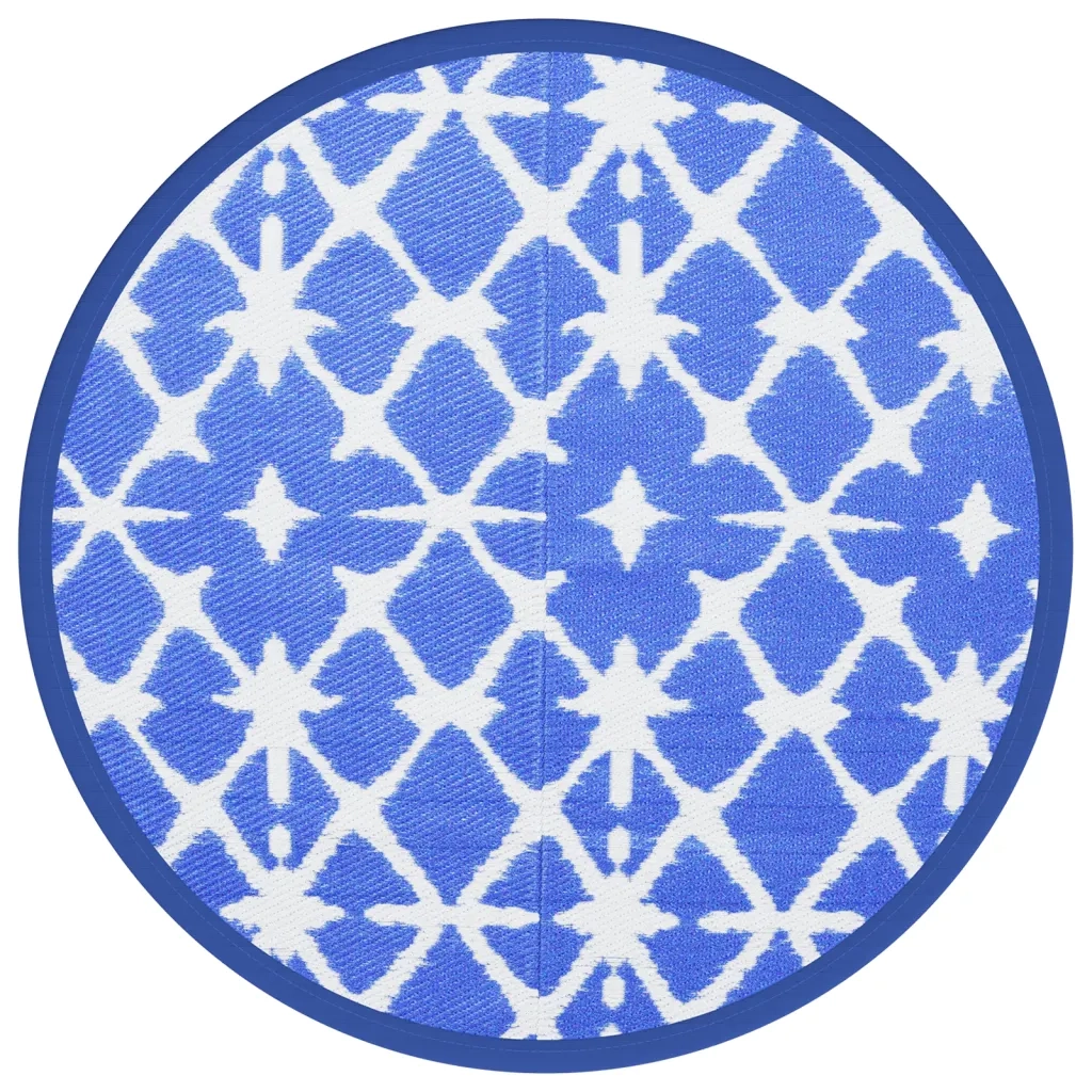 Tappeto da Esterno ARAKIL Blu e Bianco ?160 cm in PP CFW9624395
