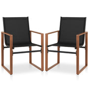 Set di 2 sedie da pranzo da esterno e telaio in metallo, Sedia da patio con seduta e schienale traspiranti Nero-Sedie da esterno