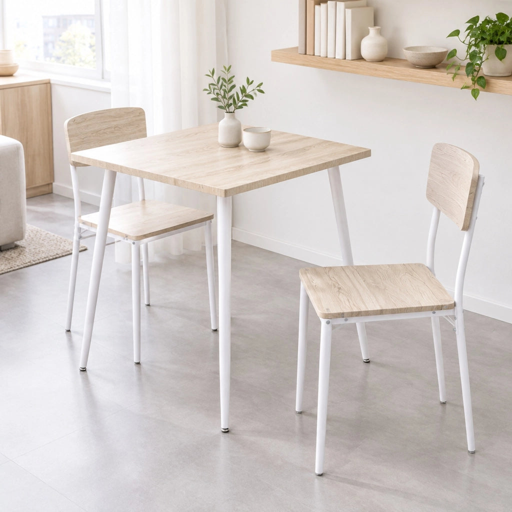 Set tavolo da pranzo con 2 sedie in MDF naturale