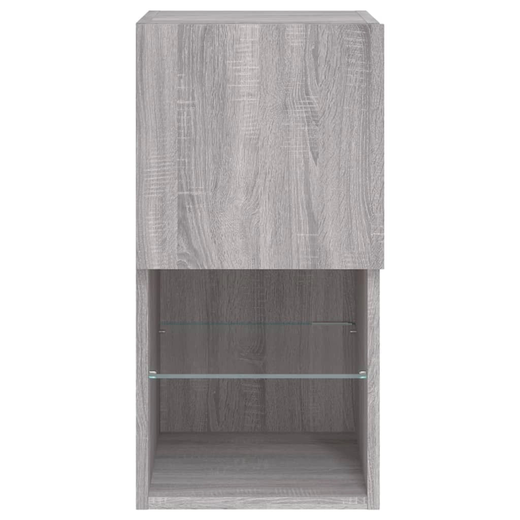 Mobile TV multimediale scaffale TV credenza mobile TV per sala da pranzo soggiorno camera da letto con luci LED 2 pezzi Sonoma 30,5 x 30 x 60 cm grigio 02_0028882
