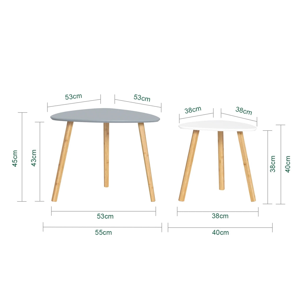 Set Di 2 Tavolini Bassi Da Salotto In Legno Di Bambu Massello E MDF Tavolino Moderno FBT74-HG