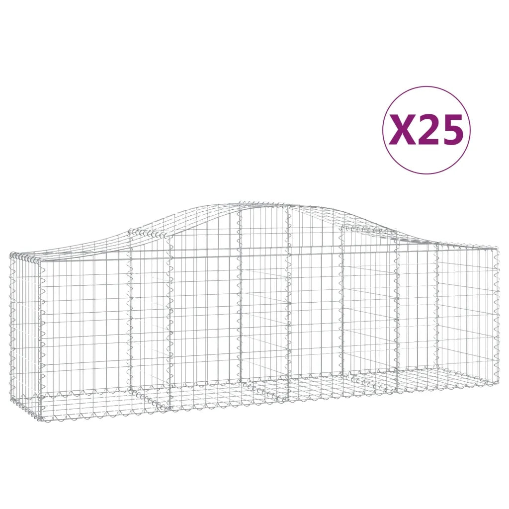 Cesti Gabbioni ad Arco 25 pz 200x50x60/80 cm Ferro Zincato 3145614