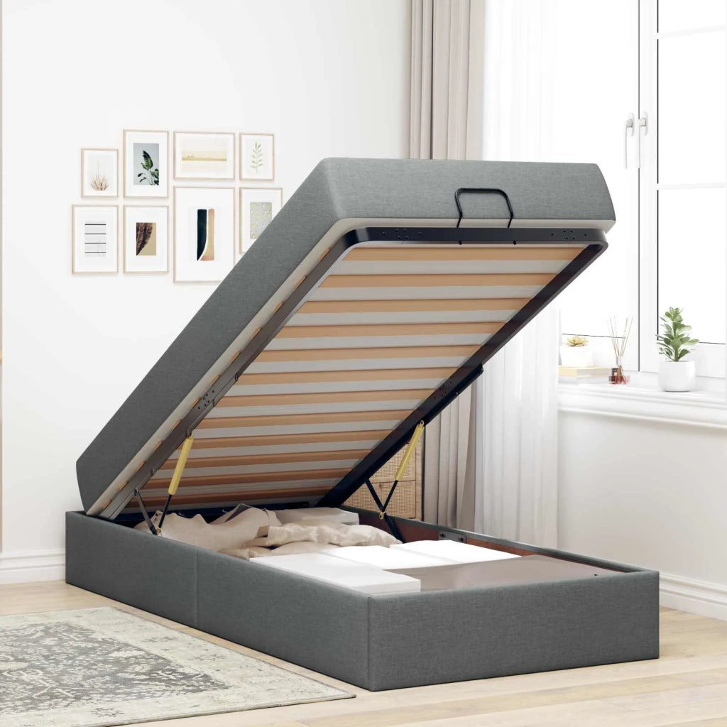 Struttura letto con materasso 2 pcs Grigio Sfumato Tessuto