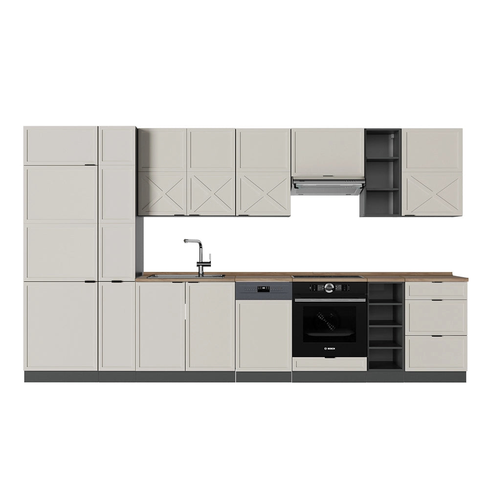 Cucina componibile Fame-Line GrigioBeige/Antracite 355 cm, PL Rovere Vicco
