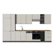 Cucina componibile Fame-Line GrigioBeige/Antracite 355 cm, PL Rovere Vicco
