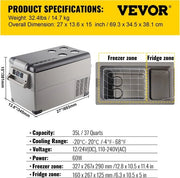 Scatola Frigorifera Elettrica - Scatola Frigorifera Auto - Scatola Frigorifera 12v/24v 110v/230v - 69x35x38cm - 35L