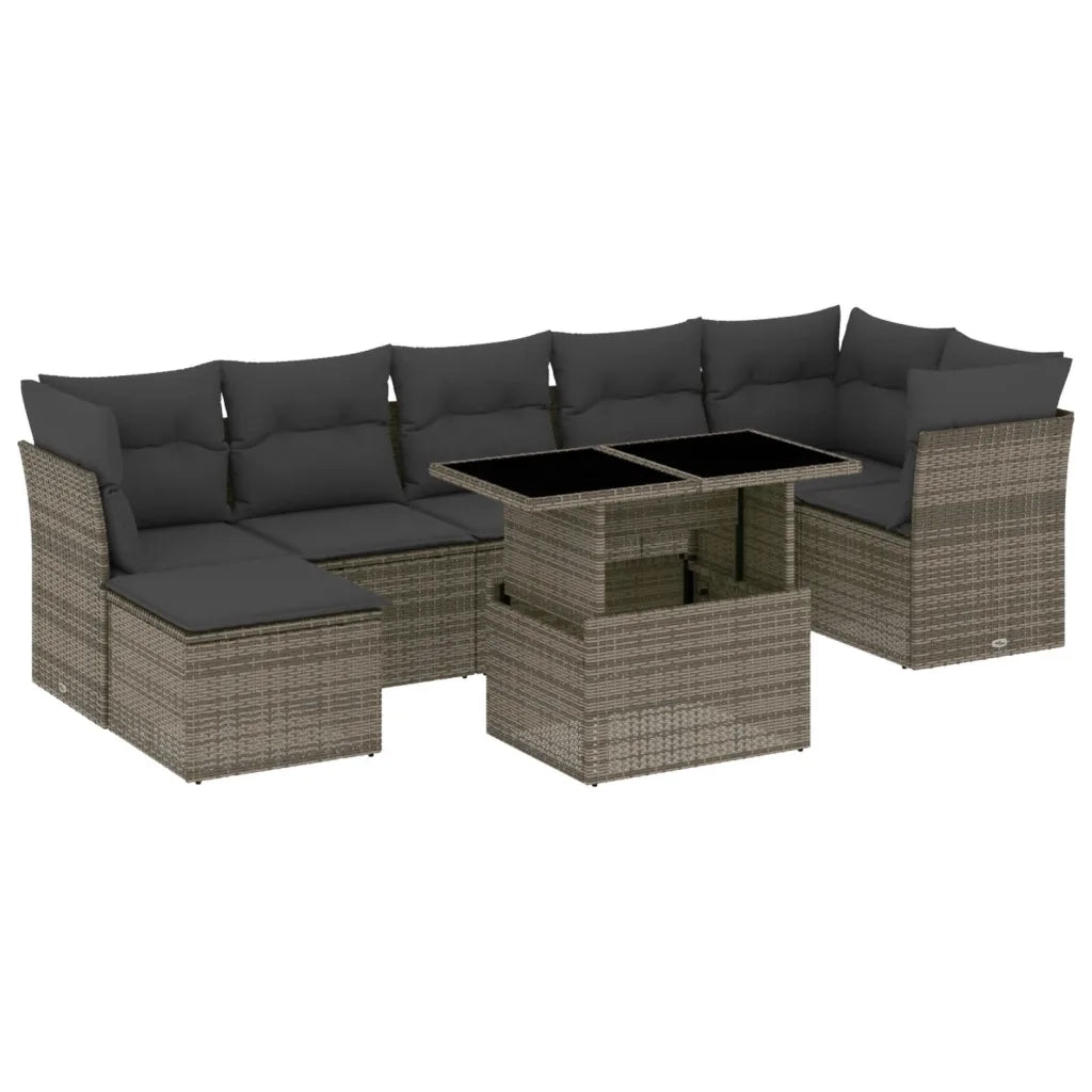 Set Divano da Giardino 8 pz con Cuscini Grigio in Polyrattan 3266750